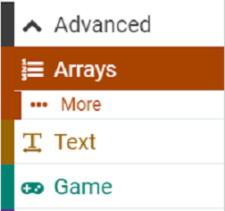 Arrays block menu